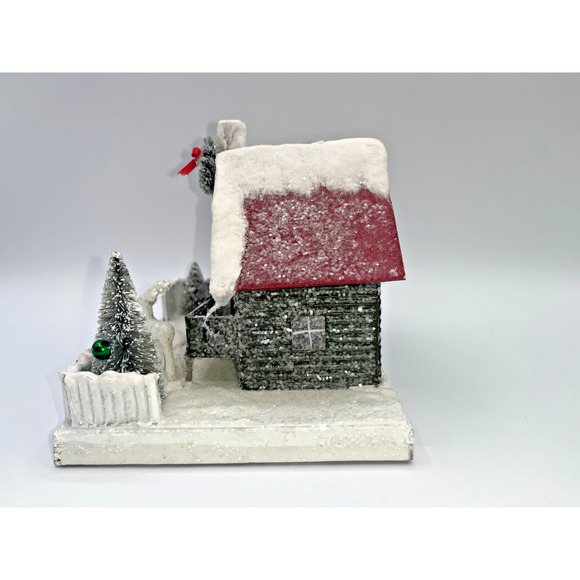 Bethany Lowe Snowy Christmas Village Putz House Reindeer Bottle Brush Tree - Picture 5 of 13